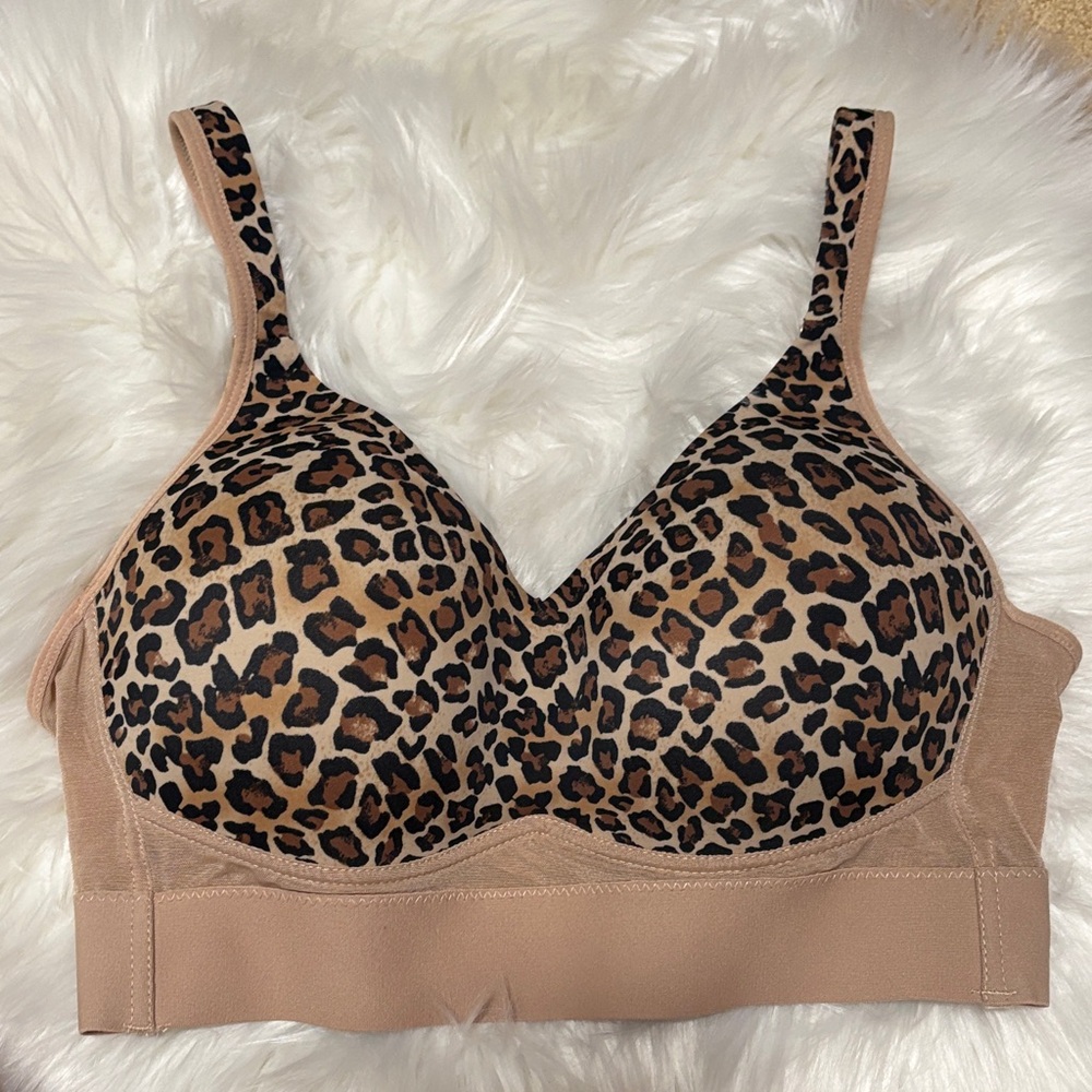 Leopard Print Molded Cup Bra with wrap back